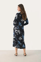Part Two LamiyaPW Floral Midi Dress in Dark Navy