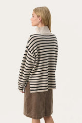 Part Two LilyePW Knitted Striped Jumper in French Oak