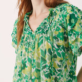 Part Two Sienna Short Sleeve Blouse Green Gradient Print