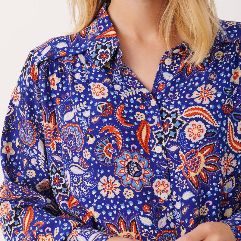 Part Two Verna Woven Shirt Bluing Wallpaper Print