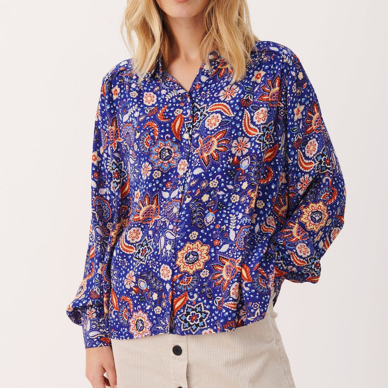 Part Two Verna Woven Shirt Bluing Wallpaper Print