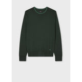 Paul Smith Contrast-Collar Merino Wool Sweater In Dark Green