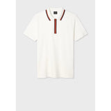 Paul Smith Contrast Tipping Zip Regular Fit Polo Shirt White