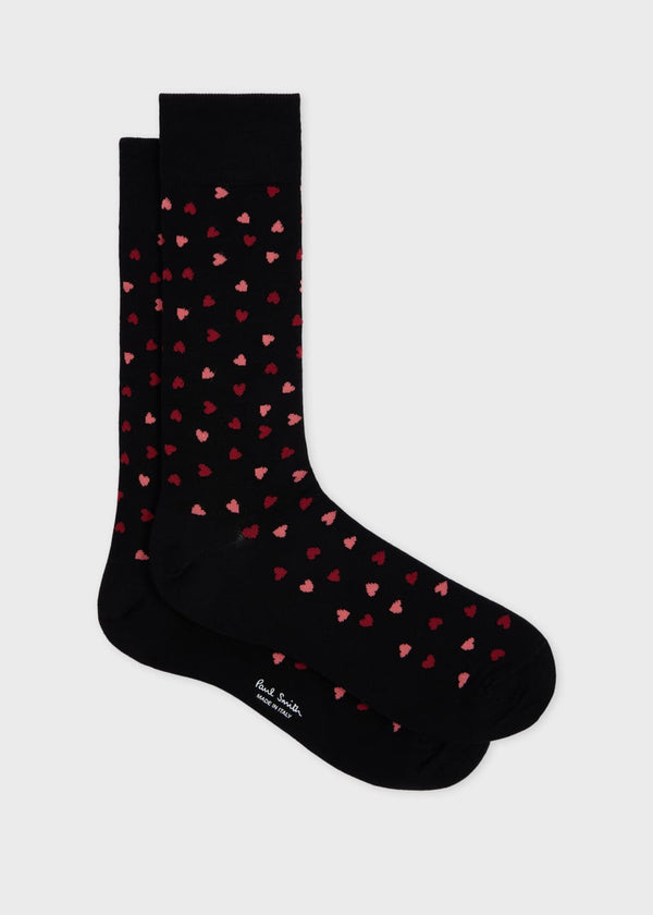 Paul Smith Cotton-Blend Heart Socks In Black