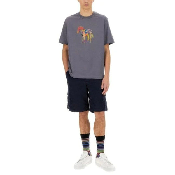 Paul Smith 'Craft Zebra' Print T-Shirt In Grey