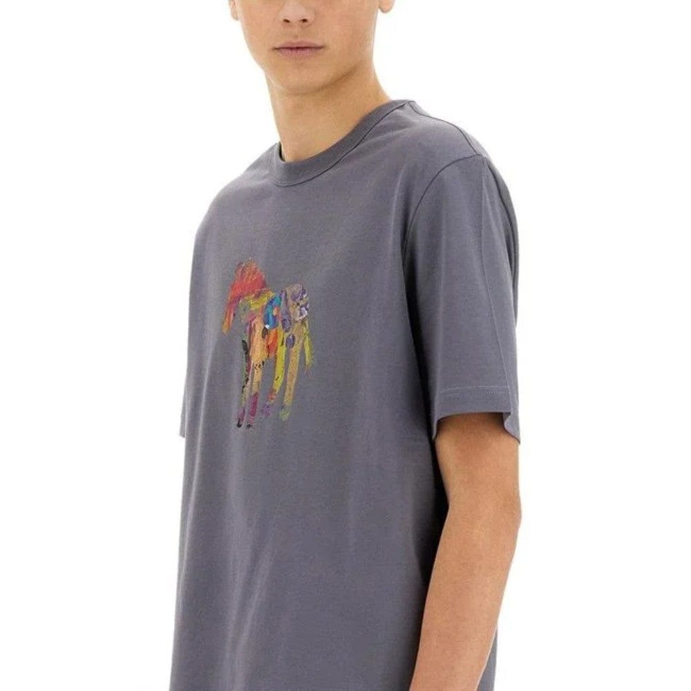 Paul Smith 'Craft Zebra' Print T-Shirt In Grey