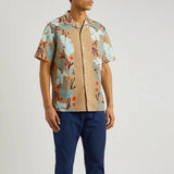 Paul Smith Floral Seersucker Short Sleeve Shirt Camel