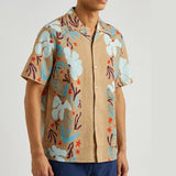 Paul Smith Floral Seersucker Short Sleeve Shirt Camel
