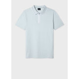 Paul Smith Jacquard Zip-Neck Polo Shirt Pale Blue