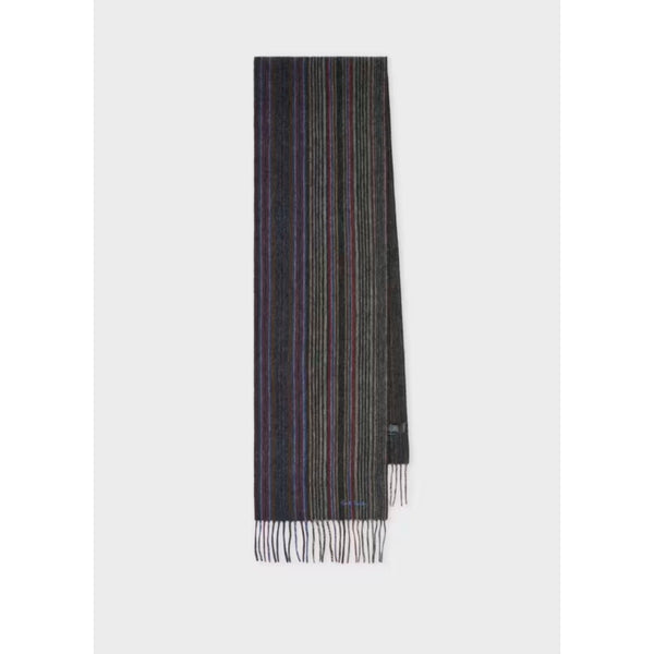 Paul Smith Lambswool Trent Stripe Scarf In Grey