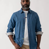 Paul Smith Long Sleeve Tailored Fit Denim Shirt In Medium Blue
