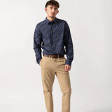 Paul Smith Long Sleeve Tailored Fit Floral Shirt In Dark Navy