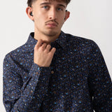 Paul Smith Long Sleeve Tailored Fit Floral Shirt In Dark Navy