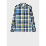 Paul Smith Men's Cotton-Blend Check Shirt In Blue