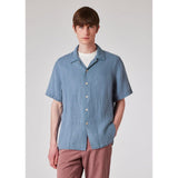 Paul Smith Men's Linen Short-Sleeve Shirt In Washed Blue