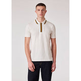 Paul Smith Men's Zip-Neck Polo Shirt With Contrast Tipping In White