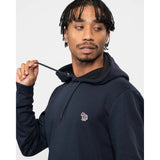 Paul Smith Mens Regular Fit Cotton Zebra Logo Hoodie In Dark Navy