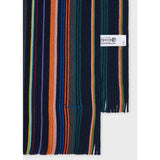 Paul Smith Merino Wool Stripe Scarf In Black
