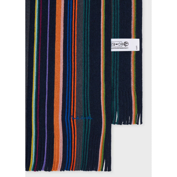 Paul Smith Merino Wool Stripe Scarf In Black