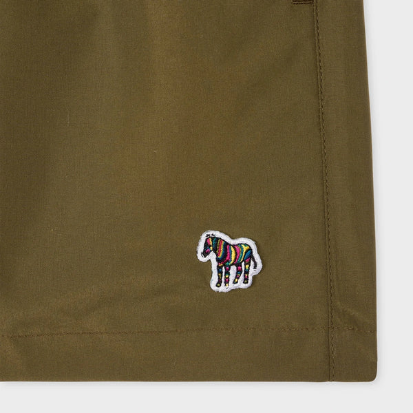 Paul Smith Zebra Logo Swim Shorts In Military Green