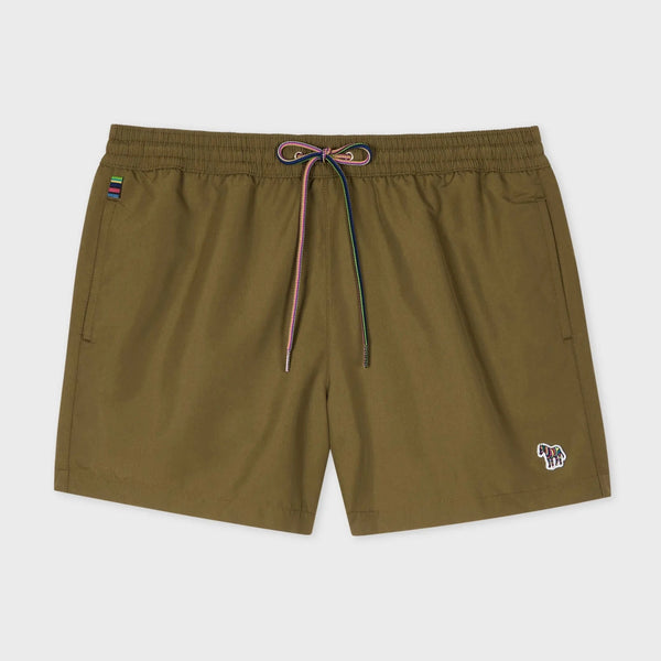 Paul Smith Zebra Logo Swim Shorts In Military Green