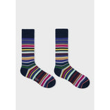 Paul Smith Mixed Multicolour Stripe Socks In Navy