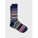 Paul Smith Mixed Multicolour Stripe Socks In Navy