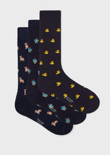 Paul Smith Mixed 'Novelty' Robot Motif Socks 3 Pack