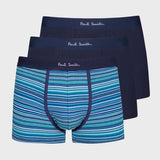 Paul Smith Organic-Cotton Blue 'Signature Stripe' Mix Boxer Briefs Three Pack