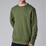 Paul Smith Organic Cotton Zebra Logo Sweatshirt In Khaki Green