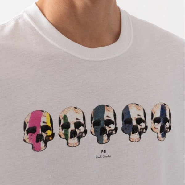 Paul Smith Reg Fit Short Sleeve Multi Skull T-Shirt In White