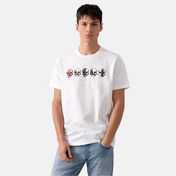 Paul Smith Reg Fit Short Sleeve Multi Skull T-Shirt In White