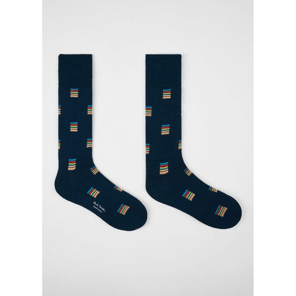 Paul Smith 'Signature Stripe' Square Socks In Navy