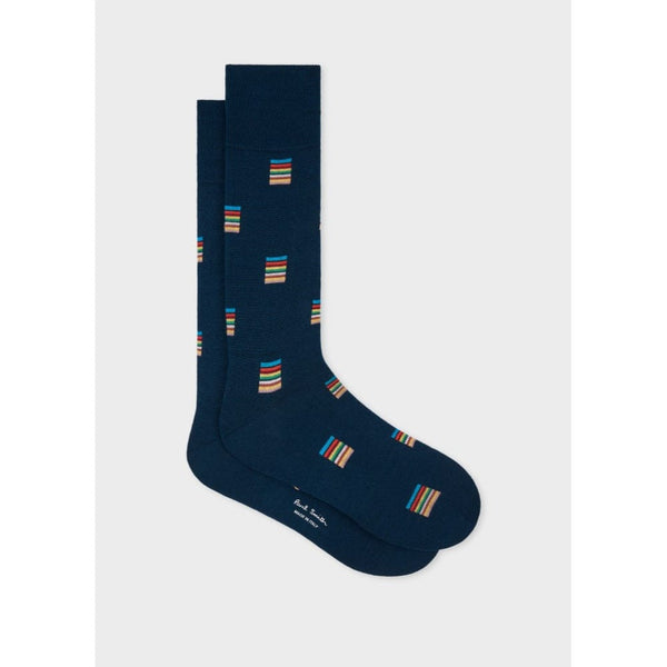 Paul Smith 'Signature Stripe' Square Socks In Navy
