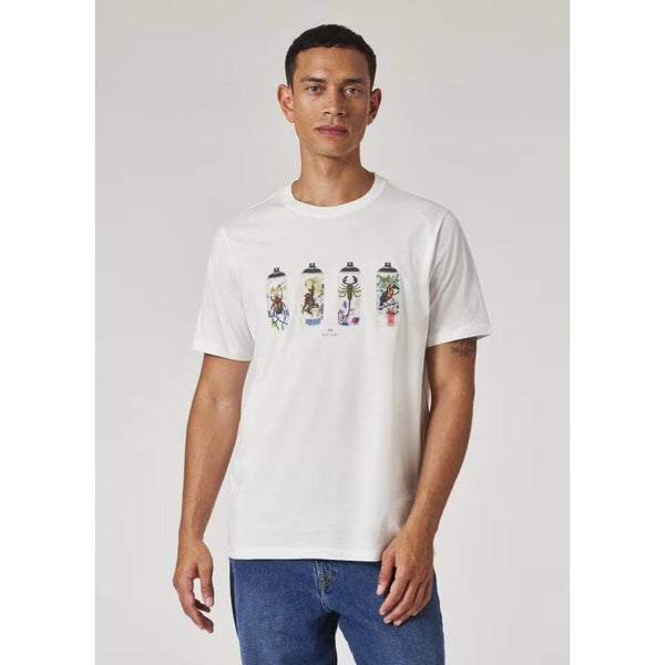 Paul Smith 'Spray Cans' Print T-Shirt In White