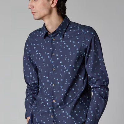 Paul Smith Tailored-Fit 'Dice' Print Shirt In Navy