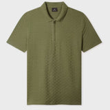Paul Smith Textured Cotton Zip-Neck Polo Shirt In Khaki
