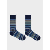 Paul Smith Tonal Stripe Cotton-Blend Pique Socks In Blue