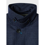 Paul Smith Wool-Blend Check Coat In Dark Navy