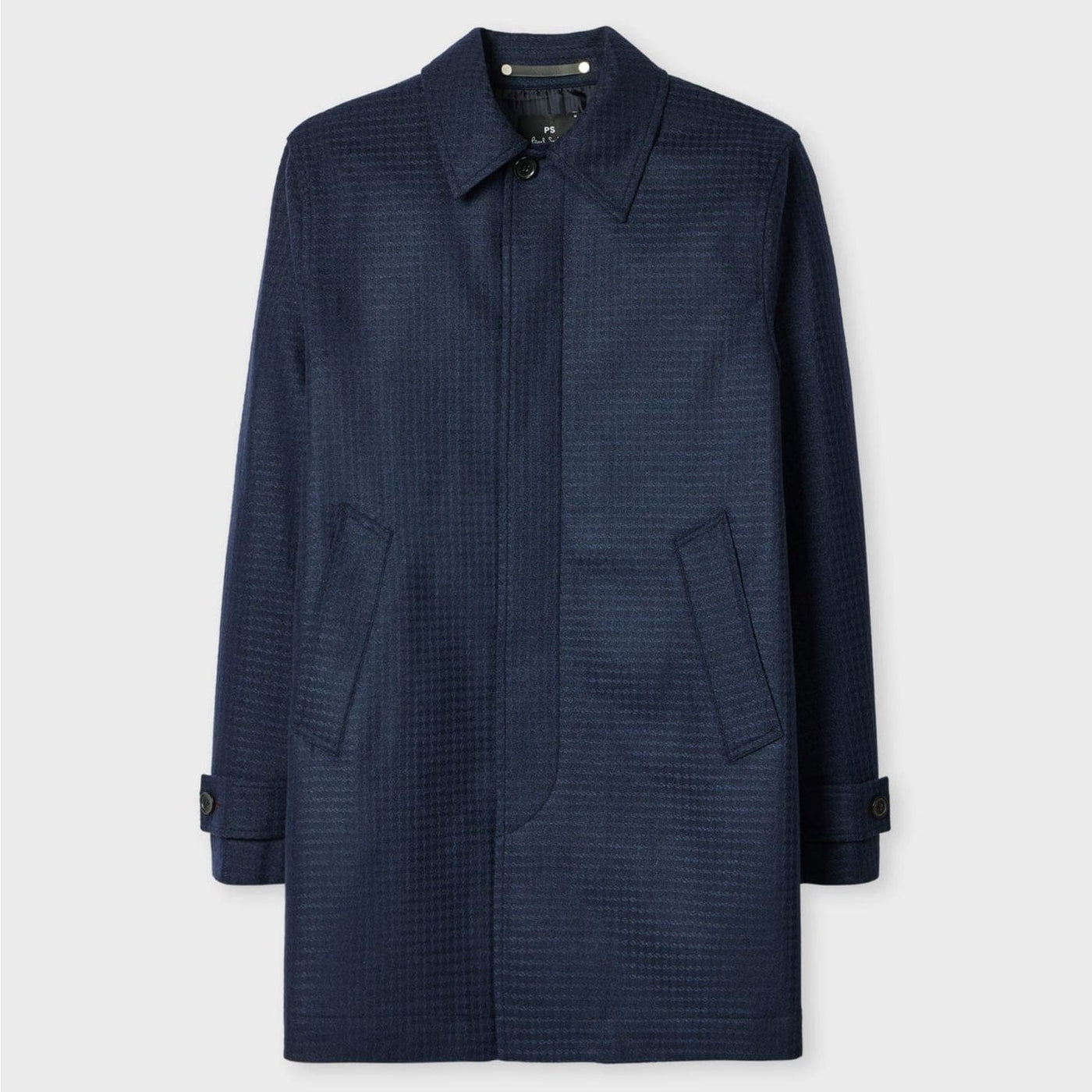 PAUL SMITHウール製コート Lサイズ Paul Smith Wool-Blend Check Coat In Dark Navy