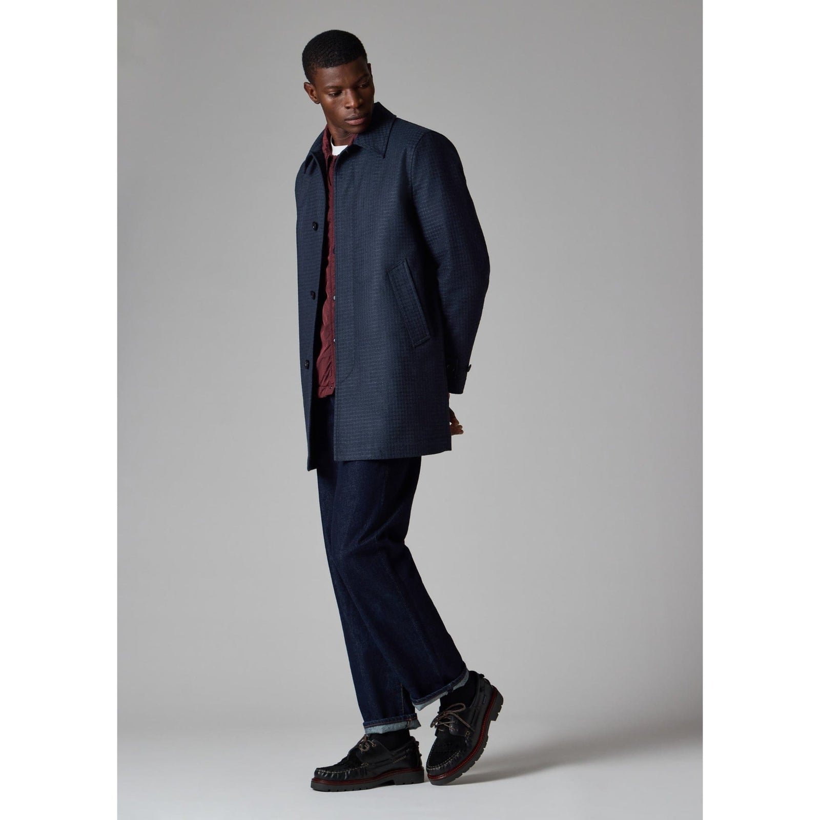PAUL SMITHウール製コート Lサイズ Paul Smith Wool-Blend Check Coat In Dark Navy