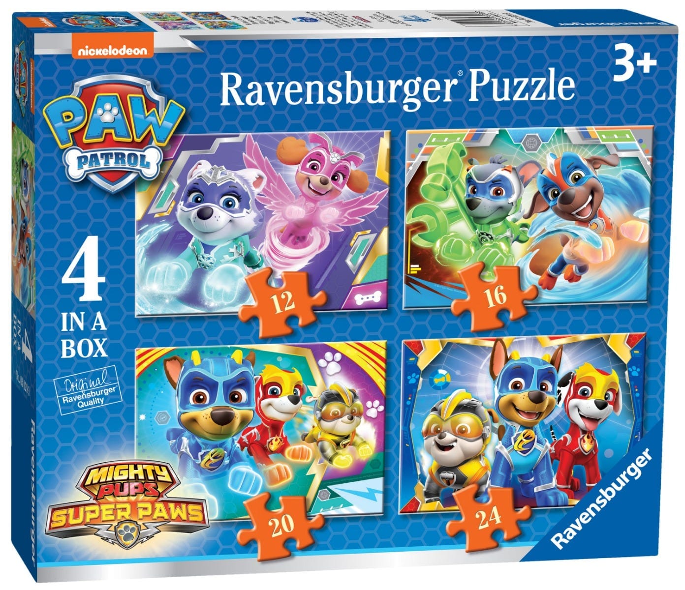 Ravensburger Paw Patrol Mighty Pups 4 In A Box (12, 16, 20, 24 Piece)