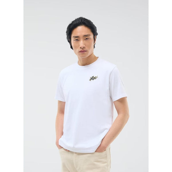 Percival Embroidered Olive T Shirt In White