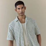 Percival Freddie Crochet Boxy Shirt In Green