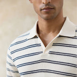 Percival Moore Polo In Cream Stripe