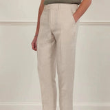 Percival Tailored Linen Trousers In Stone