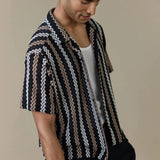 Percival Wade Crochet Boxy Shirt Black