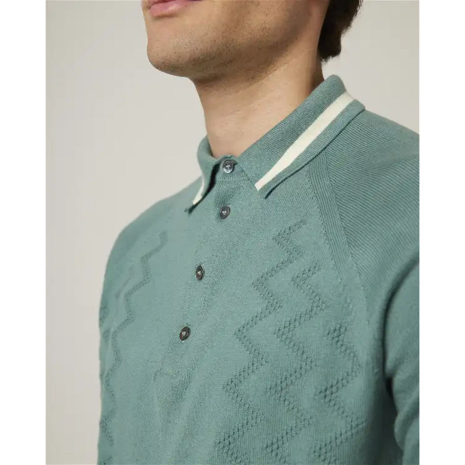 Peregrine Textured Cotton Polo Shirt in Lovat Green
