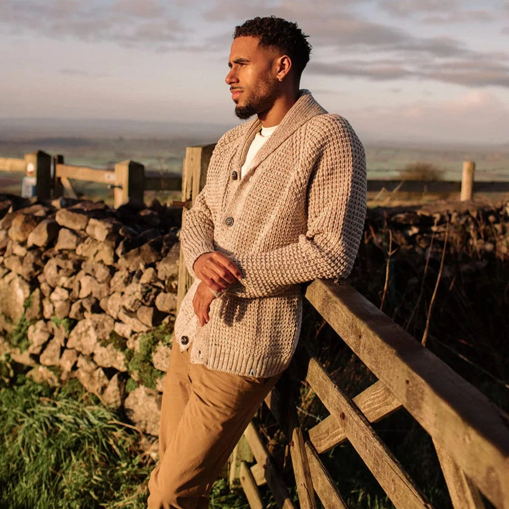 Peregrine Waffle Shawl Cardigan in Skiddaw
