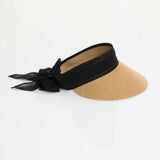 Pia Rossini Augusta Straw Roll-Up Visor with Chiffon Tie